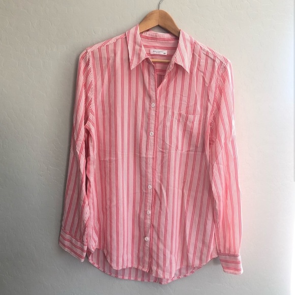 Equipment Silk Shirt Pink Stripe Size Medium - Picture 4 of 4
